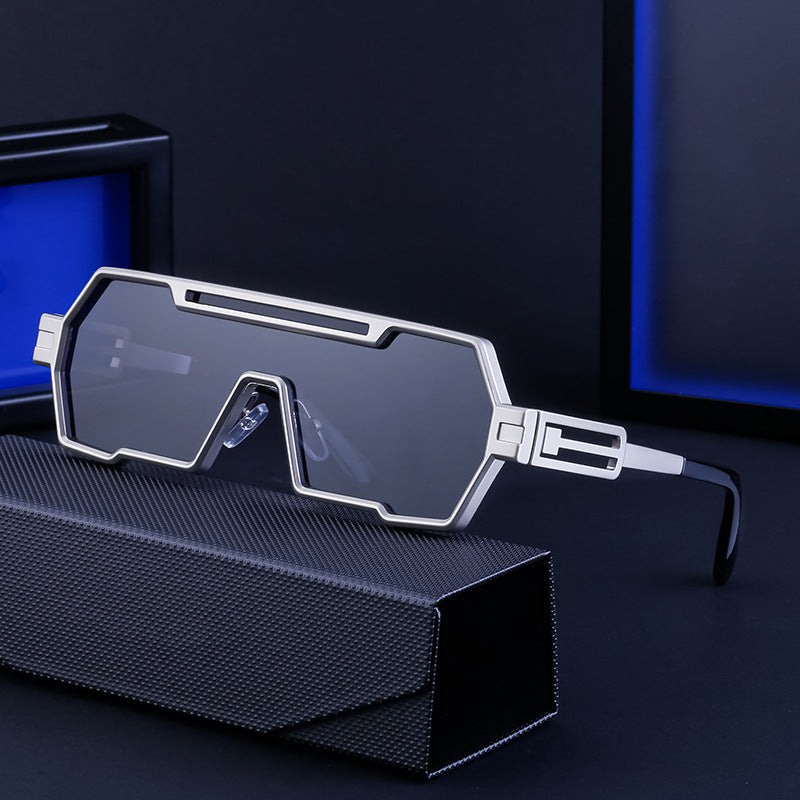 Futuristic Metal-Frame Sunglasses