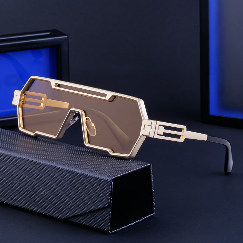 Futuristic Metal-Frame Sunglasses