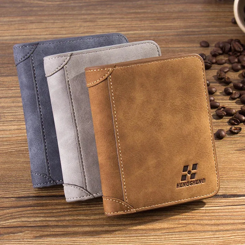 Brown suede wallet with stitched edges and embossed logo from featured wallets premium and stylish everyday designs.