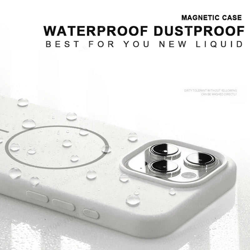 R&z - Case For iPhone 15 14 16 Plus 11 17 13 16 Pro Shockproof Silicone Cover Magsafe Wireless Charge Phone Accessories