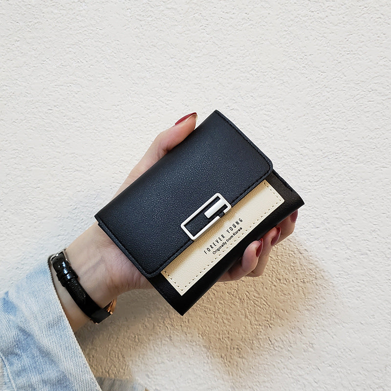 Women's Fashion Simple Folding Wallet with Contrast Design