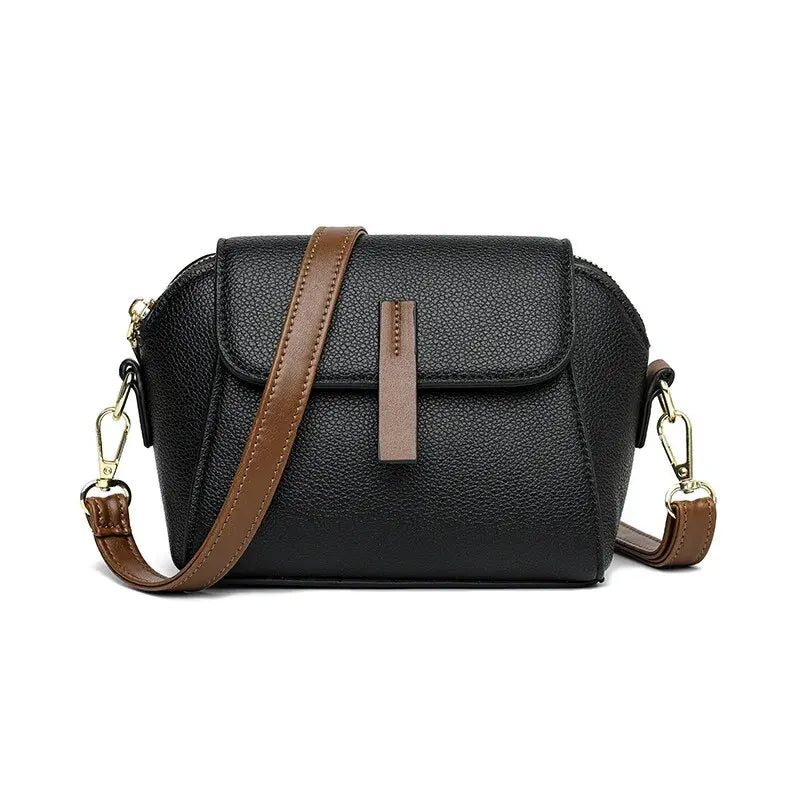 Casual Style PU Leather Shoulder Bag For Women Solid Color Flap Crossbody Bag
