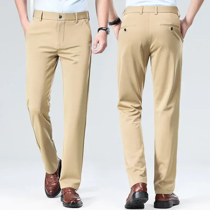 R&z - Pants Business Solid Casual Straight Leg Trouser Men Dress