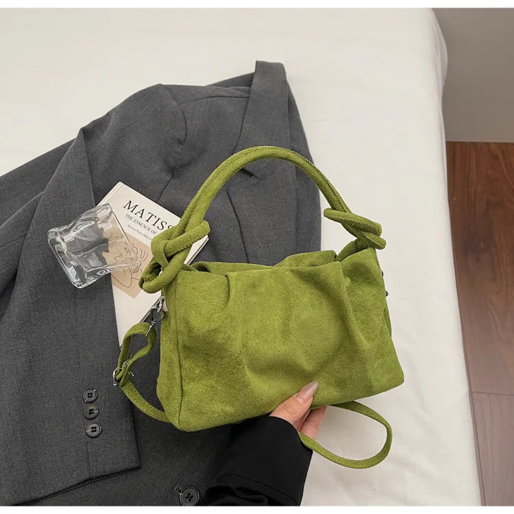 New Retro Suede Simple Crossbody Bag Women Fashion Handle Bag Casual Comfortable and Versatile Texture Shoulder Commuting Bag