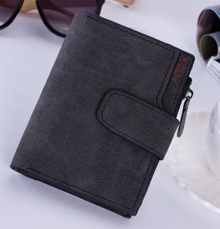 Korean Student Matte Leather Zipper Wallet