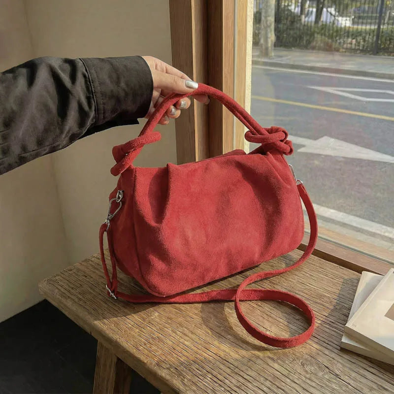 New Retro Suede Simple Crossbody Bag Women Fashion Handle Bag Casual Comfortable and Versatile Texture Shoulder Commuting Bag