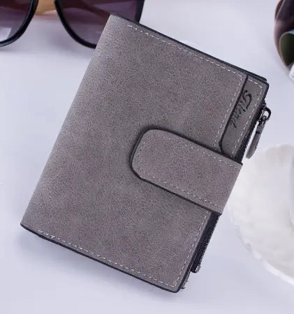 Korean Student Matte Leather Zipper Wallet