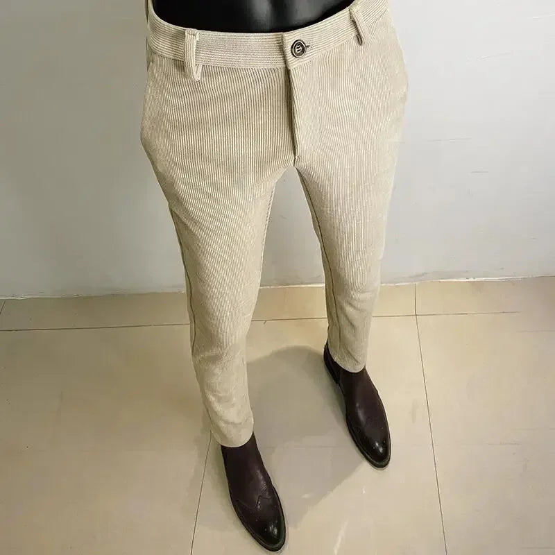 R&z - Suit Pant High Quality Men Business Slim Striped Trousers Formal Wear Office Social Dress Pants