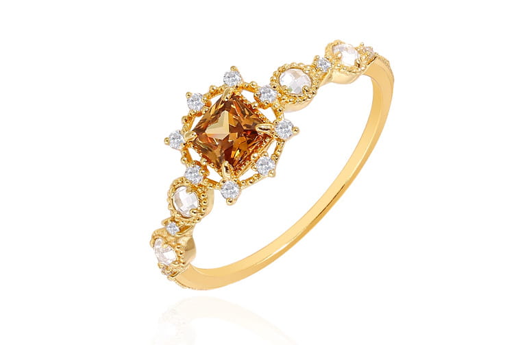 S925 Silver Gold-Plated Natural Garnet Ring Image 1