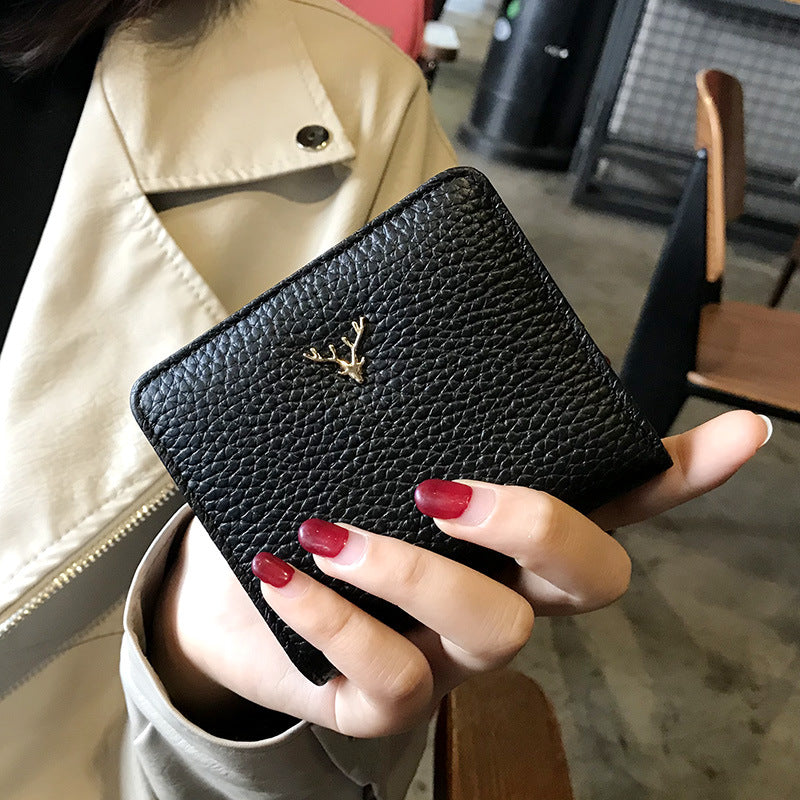 Leather Mini Coin Purse - Women's Short Folding Wallet