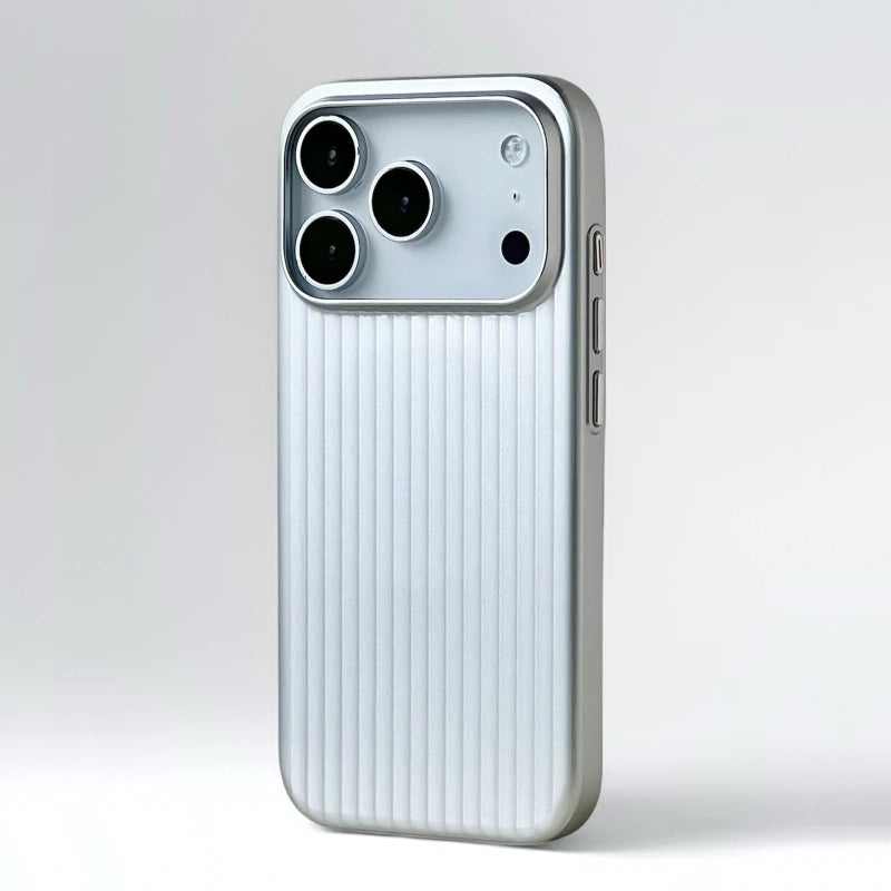 Fashion Plating Luggage Stripes For MagSafe Phone Case For iPhone 18 17 16 15 14 Pro Max Shockproof Wireless Charge Matte Cover