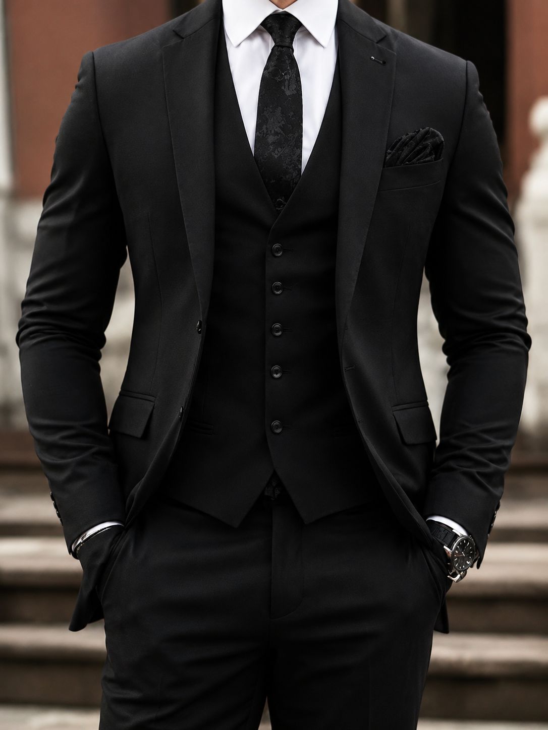 R&z - Suits for Wedding Single Breasted Suit Peak Lapel Blazer+Pants+Vest