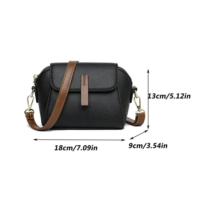 Casual Style PU Leather Shoulder Bag For Women Solid Color Flap Crossbody Bag