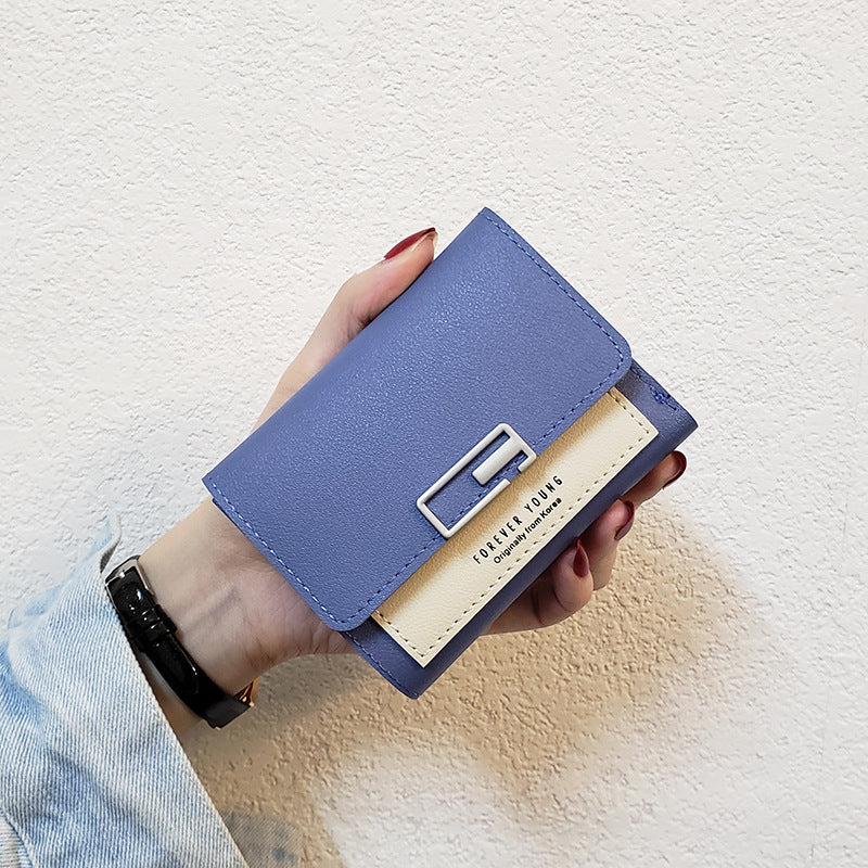 Women's Fashion Simple Folding Wallet with Contrast Design