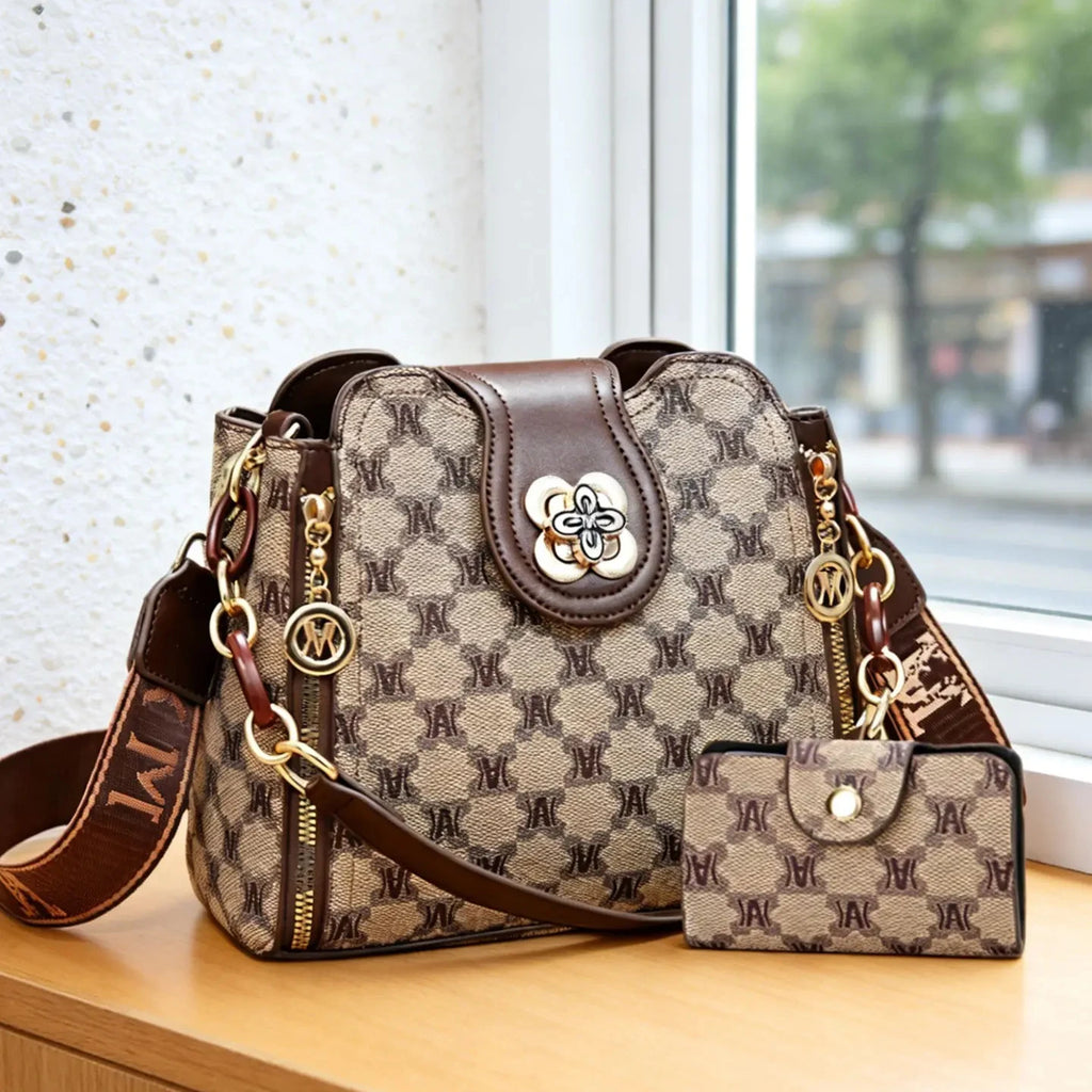 vintage letter printed shoulder bag, fashionable and versatile crossbody bag, suitable for work and daily use