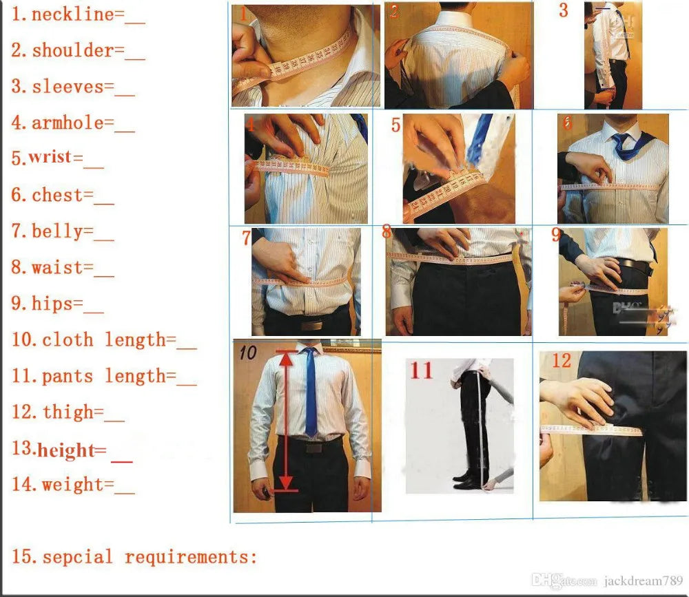 R&z - Slim Fit Wedding Groom Tuxedo Groomsmen Suits Male Fashion Smoking Costume Homme Blazer with Pants