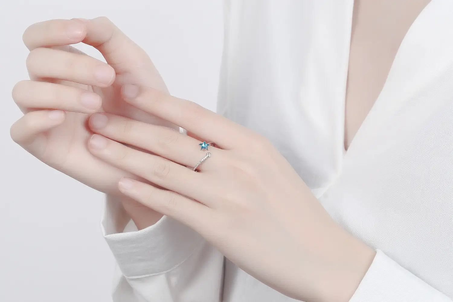 Blue Starry Sky Pentagram Ring