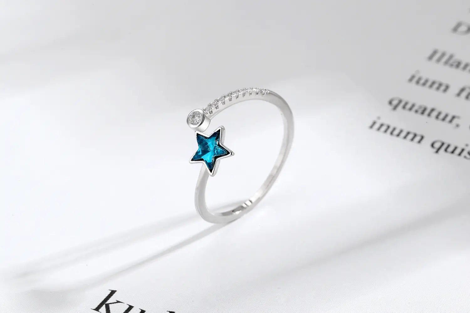 Blue Starry Sky Pentagram Ring
