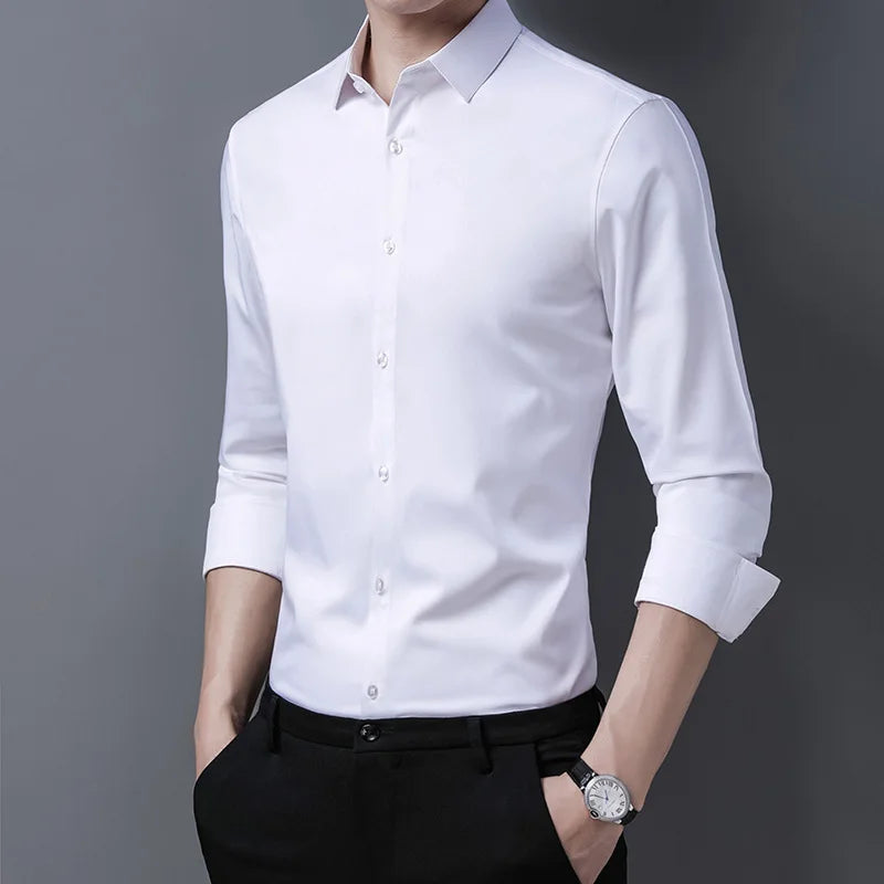 R&z - Men's Casual Fashion Business Solid Color Long Sleeved Shirt