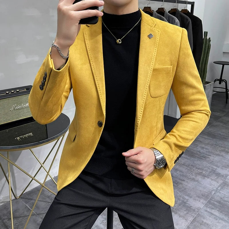 R&z - Jacket Suit Coat Blazer Men's Business Leisure Slim Fit Brand Fashion High Quality Single
