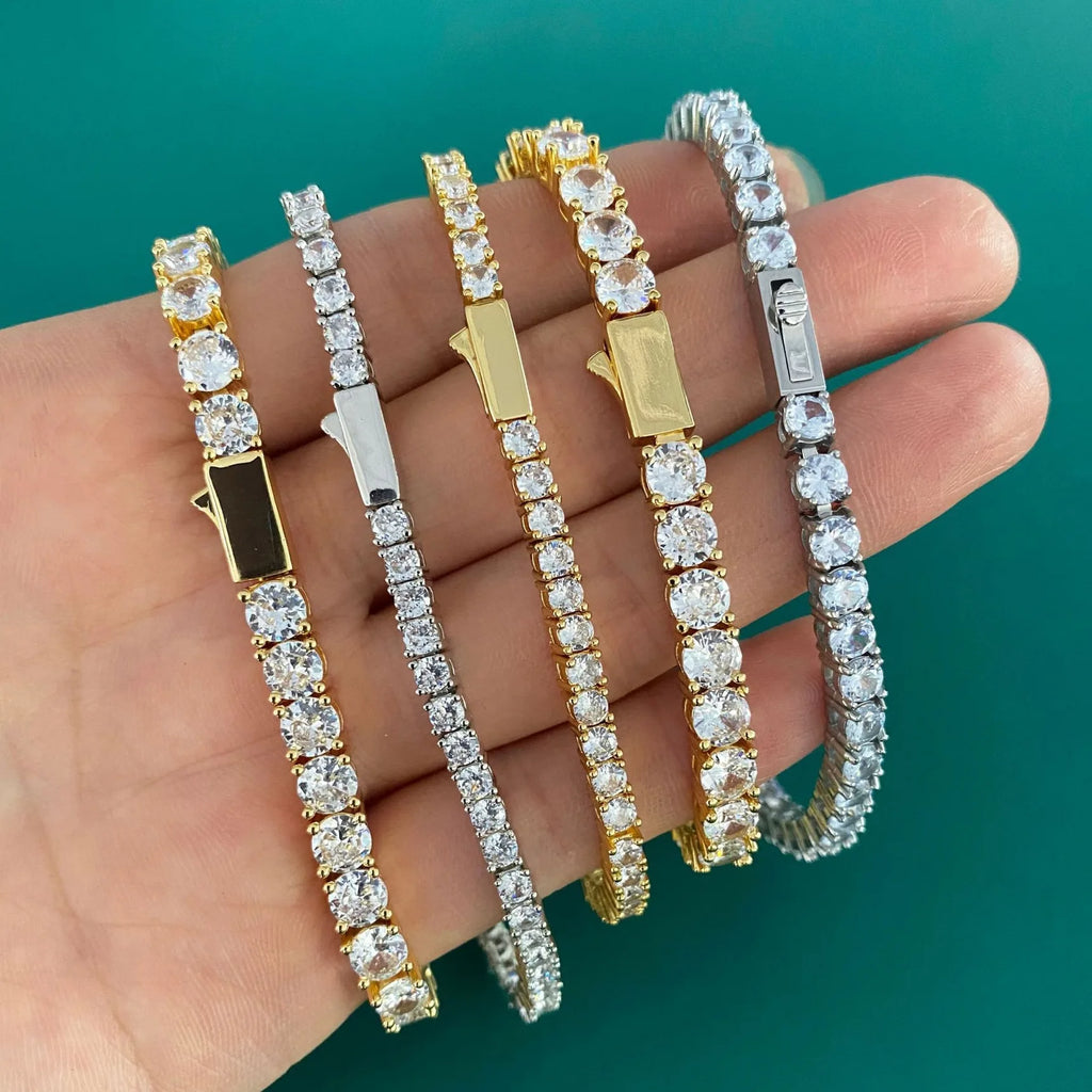 3/4/5/6mm 316L Stainless Steel Bracelet Tennis Chain Diamond Zircon Iced Out For Men Women Fashion Hip Hop Jewelry Free Shipping