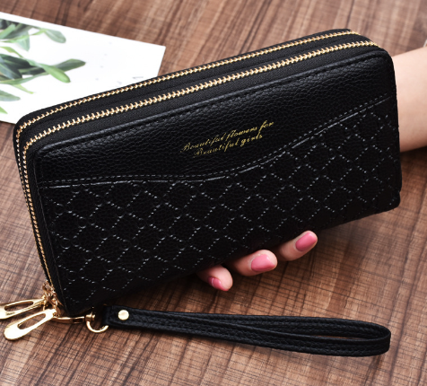 Large Double Zipper Clutch Wallet for Women