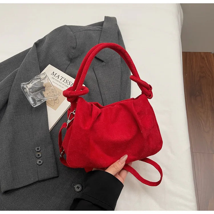 New Retro Suede Simple Crossbody Bag Women Fashion Handle Bag Casual Comfortable and Versatile Texture Shoulder Commuting Bag
