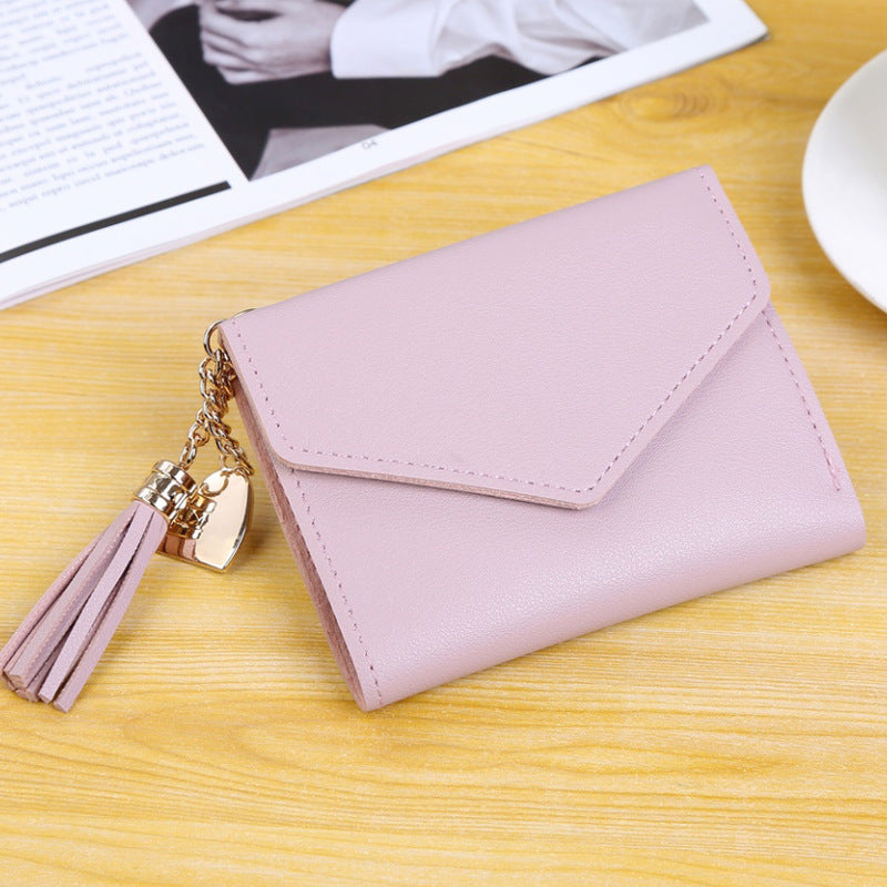 Tassel Wallet, Heart-shaped Purse, Pendant Clutch
