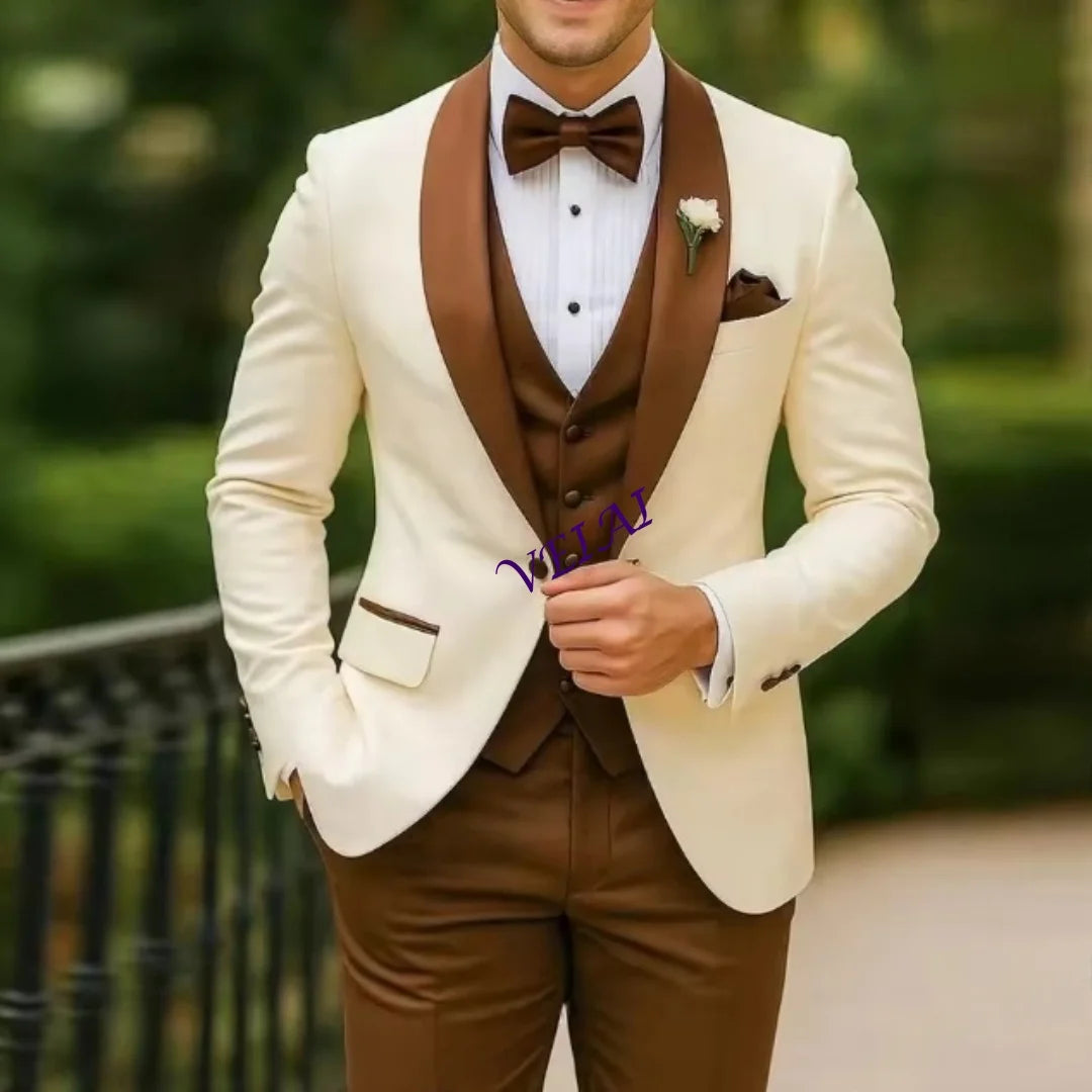 R&z -  Party Prom Business Male Tuxedos 3 Piece Set Blazer Vest P