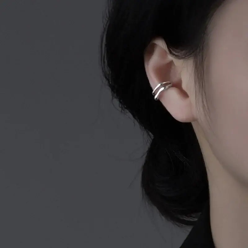 1Pc Ear Cuff Earrings Non-Piercing Double Layer Cuff Ear Clip Earring for Women Fake Cartilage Simple Y2K Jewelry 2025