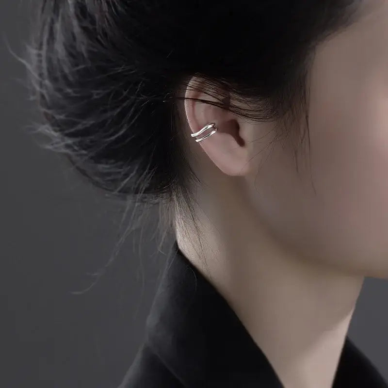 1Pc Ear Cuff Earrings Non-Piercing Double Layer Cuff Ear Clip Earring for Women Fake Cartilage Simple Y2K Jewelry 2025