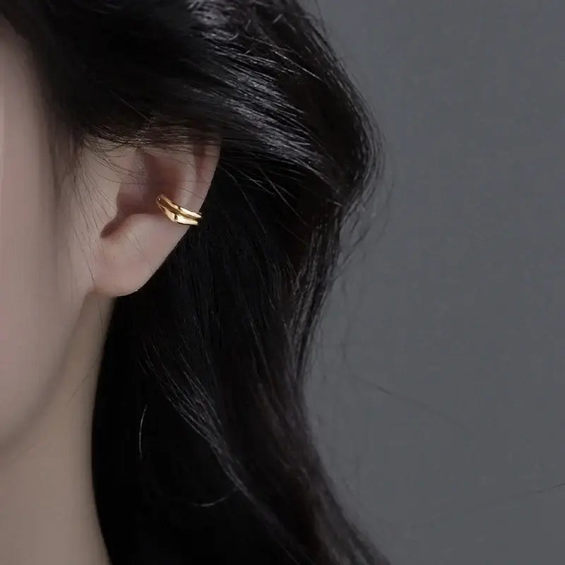 1Pc Ear Cuff Earrings Non-Piercing Double Layer Cuff Ear Clip Earring for Women Fake Cartilage Simple Y2K Jewelry 2025