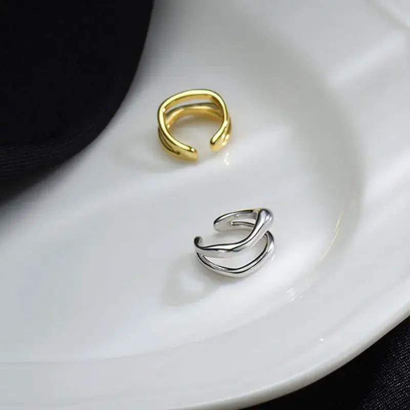 1Pc Ear Cuff Earrings Non-Piercing Double Layer Cuff Ear Clip Earring for Women Fake Cartilage Simple Y2K Jewelry 2025