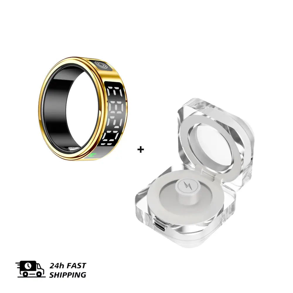 2 Set Display Screen Bluetooth Smart Rings Sleep Heart Rate Oxygen Monitoring Multi Sports Modes IP68 Waterproof Women