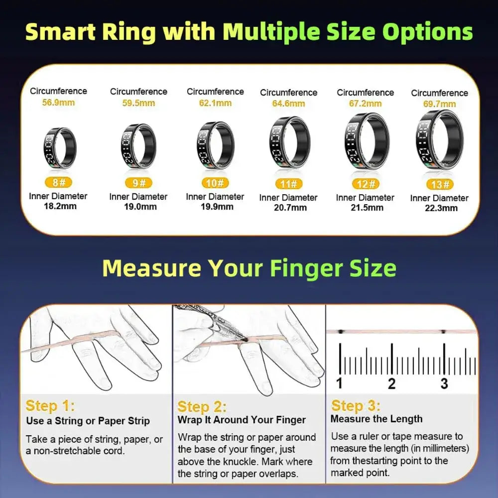 2 Set Display Screen Bluetooth Smart Rings Sleep Heart Rate Oxygen Monitoring Multi Sports Modes IP68 Waterproof Women
