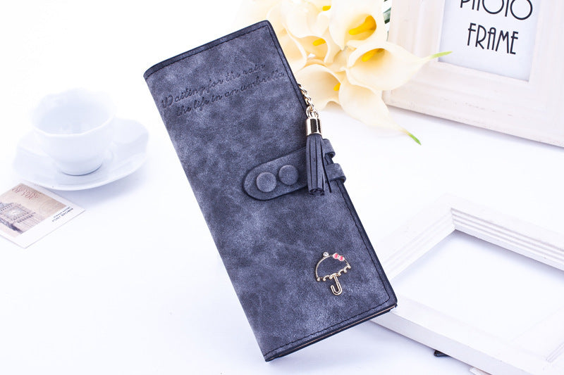 Korean Long Zipper Wallet with Multi-Handle Design