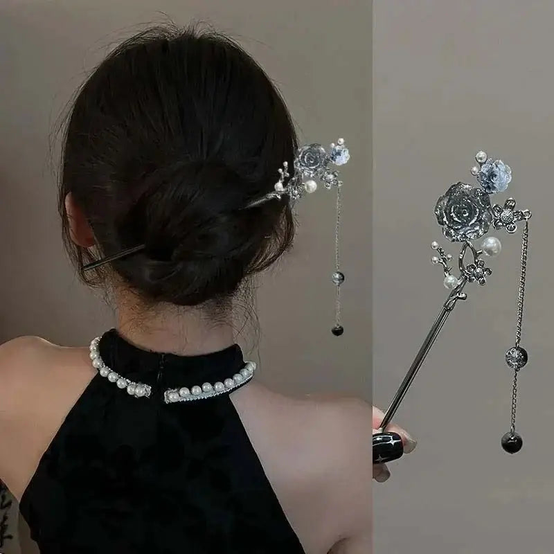 2026 New Chinese Style Butterfly Flower Tassel Hair Stick for Women Vintage Metal Hanfu Chopstick Hair Sticks Hair