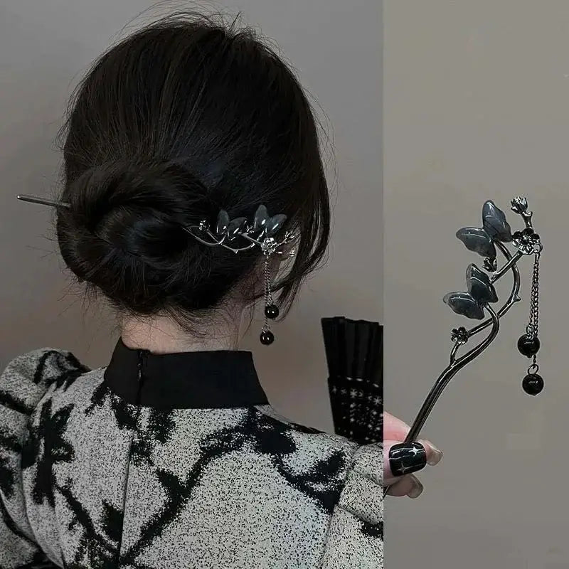 2026 New Chinese Style Butterfly Flower Tassel Hair Stick for Women Vintage Metal Hanfu Chopstick Hair Sticks Hair