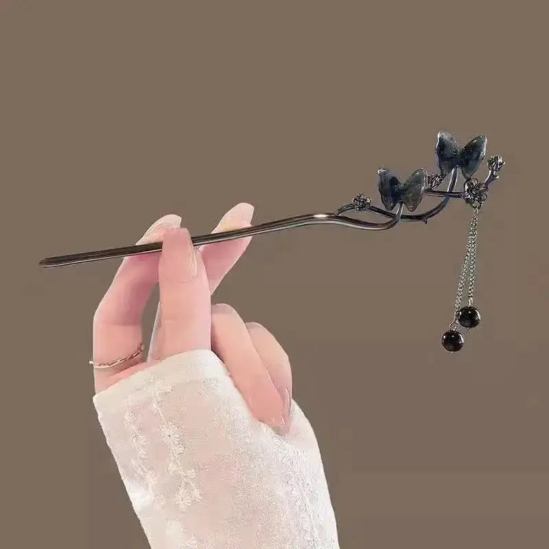 2026 New Chinese Style Butterfly Flower Tassel Hair Stick for Women Vintage Metal Hanfu Chopstick Hair Sticks Hair