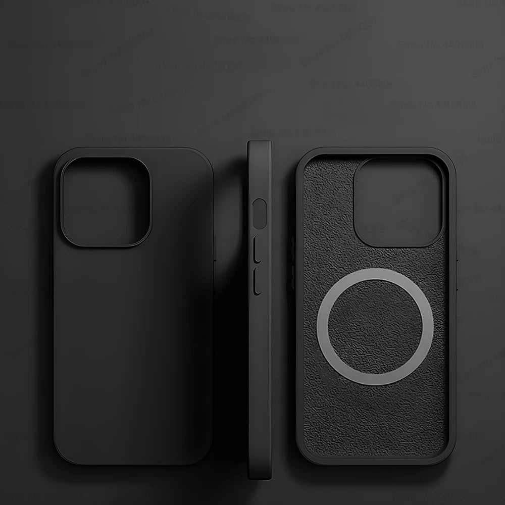 R&z - Wireless Charging Cases For iPhone 15 11 14 13 12 Pro Max Plus Liquid Silicone Magnetic Soft Cover Phone Accessories