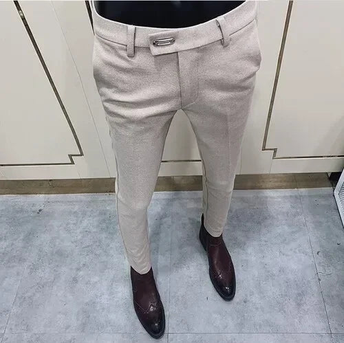 R&z - Suit Pant High Quality Men Business Slim Striped Trousers Formal Wear Office Social Dress Pants