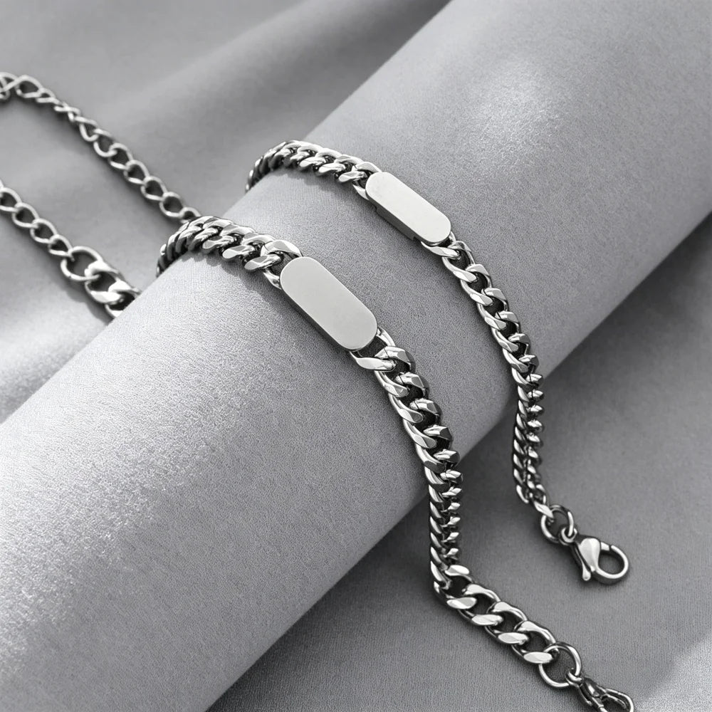 Engraved Name Customized Couple Bracelets Stainless Steel Gold Plated Thick Hand Chain Personalized Gift for Lover Men Women