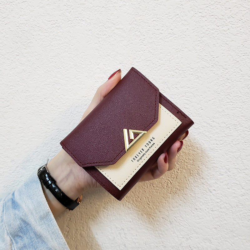 Women's Fashion Simple Folding Wallet with Contrast Design