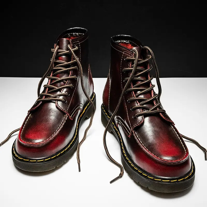 Men’s High-Top Cowhide Martin Trendy Tooling Boots