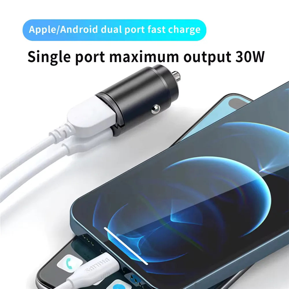 R&z - Car Charger 12-24V Lighter Fast Charging Car USB Type C Charger for Xiaomi Samsung Huawei iPhone Power