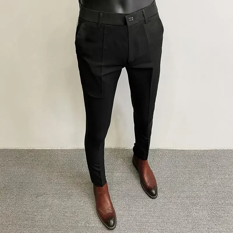 R&z - Suit Pant High Quality Men Business Slim Striped Trousers Formal Wear Office Social Dress Pants