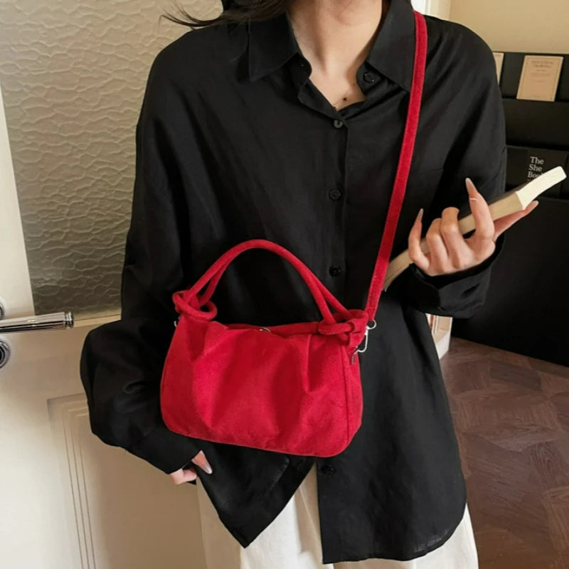 New Retro Suede Simple Crossbody Bag Women Fashion Handle Bag Casual Comfortable and Versatile Texture Shoulder Commuting Bag