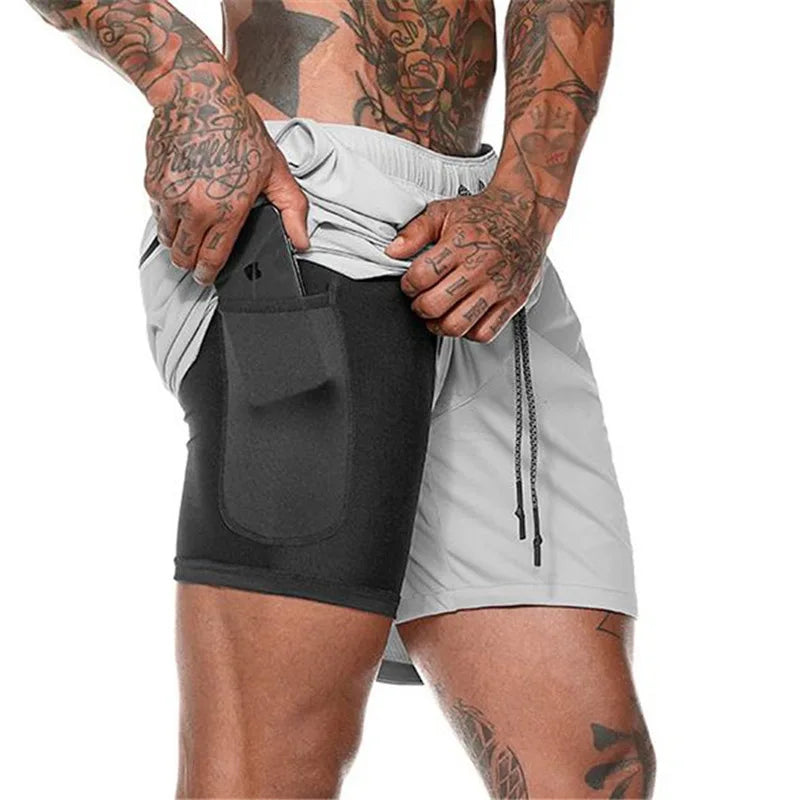 R&z - Men Sport Shorts  Sportswear Double-deck Running Shorts