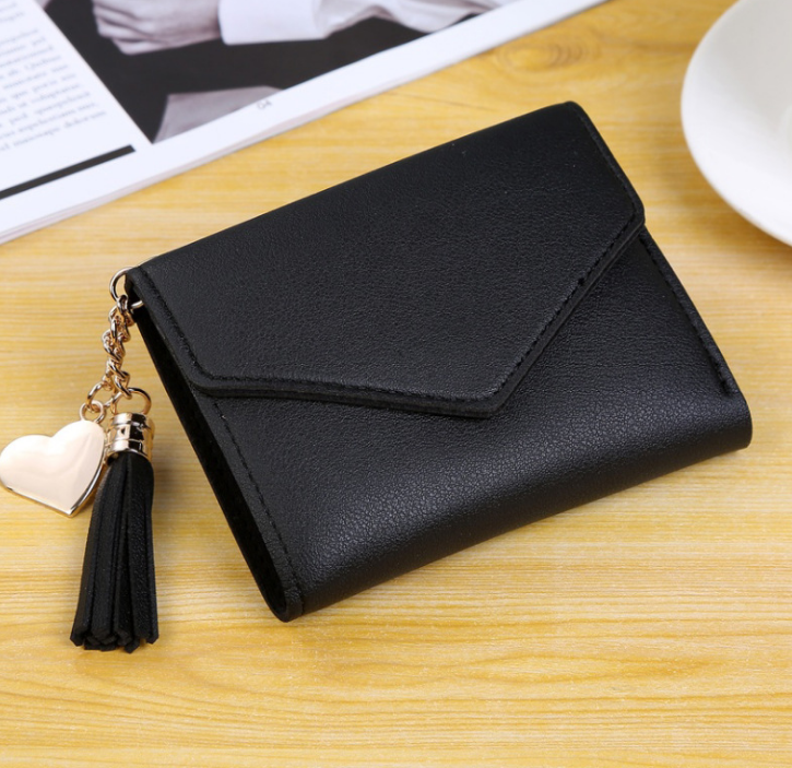 Tassel Wallet, Heart-shaped Purse, Pendant Clutch