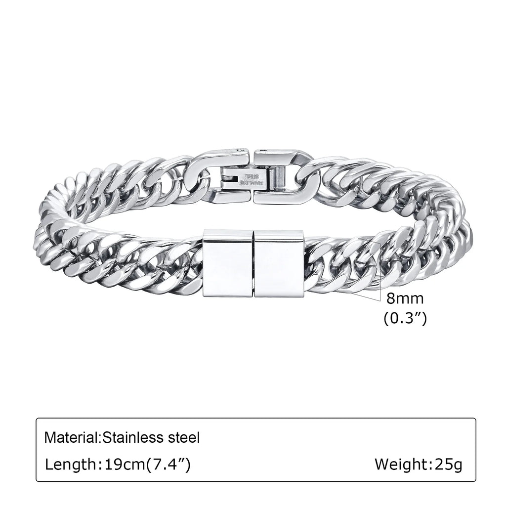 Trendy Punk Custom Name Engraved Text ID Bracelet for Men Cuban Link Chain Stainless Steel Jewelry Friendship Band